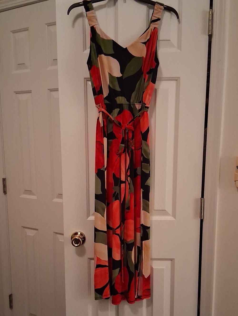 Floral Tie-Waist Maxi Dress in Multicolor